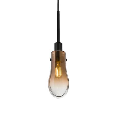 Besa Lighting Wish Cord Pendant, Amber/Clear, Black Finish, 1x40W Incandescent 1JT-WISHAM-BK